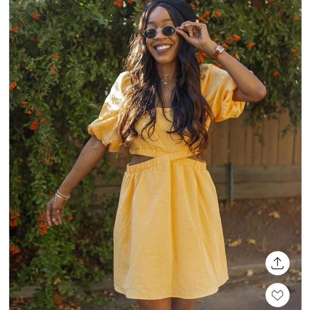 NWT And Now This Women’s Whimsical‎ Waist Cutout Spring Dress Size M Soft Yellow